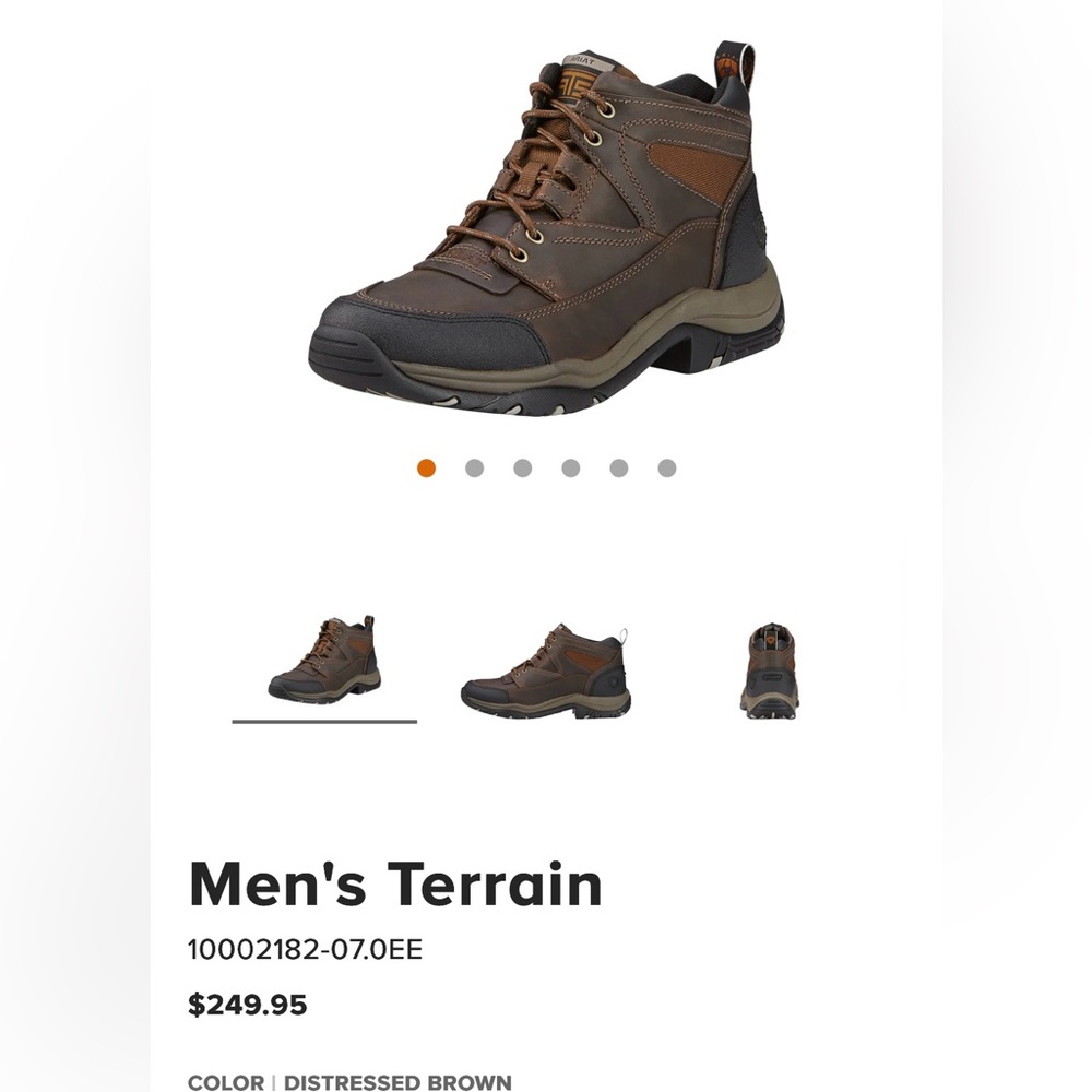Ariat Terrain ATS Brown Leather Lace-Up Hiking Boots Sz 10D Slip Resistant Sole - Picture 13 of 13